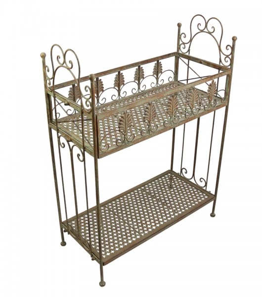 Kleines Gartenregal aus Metall im Antik-Stil