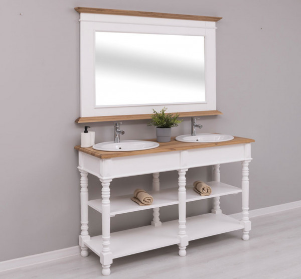 Waschtisch Doppelwaschtisch 150x54x90 cm, PS657, Gründerzeit-Stil, gedrechselte Beine,100% Massivhol