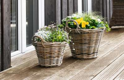 Blumenkasten Blumenkorb Korb Pflanzkorb Balkonkasten Weidenkorb mit Henkel  | landhauswelt.de