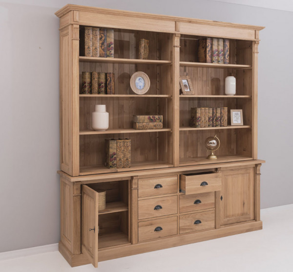 Bücherschrank Schrankwand PS294Sup+295Bas Gründerzeit-Stil Landhaus 2-teilig