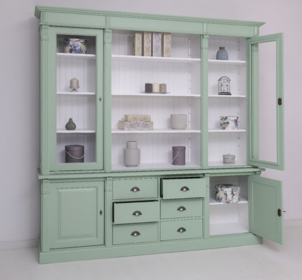 Bücherschrank Vitrinenschrank PS57Sup/PS295Bas 2-teilig Massivholz