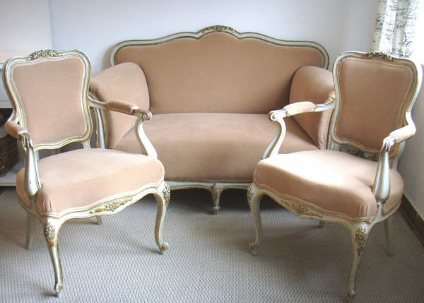 2 Sessel + 1 Sofa Barock Biedermeier Chippendale Historismus alt antik