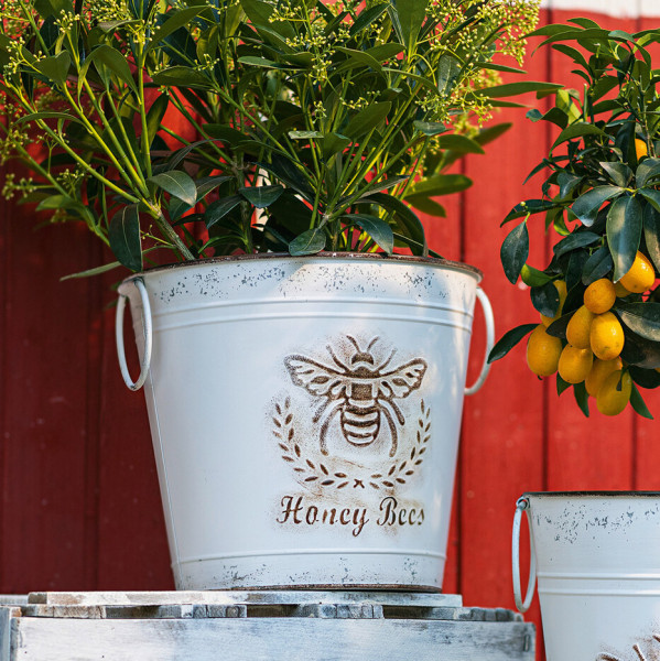 Deko-Eimer Übertopf Bienen-Motiv