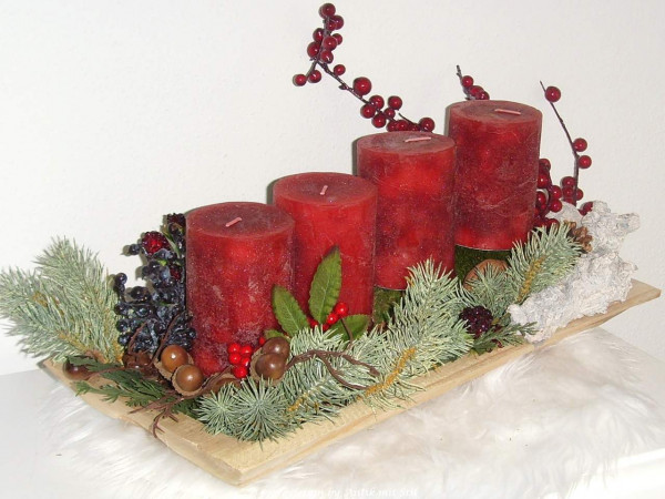 Wintergesteck BEERENAUSLESE mit Rustic-Kerzen von pewe-design