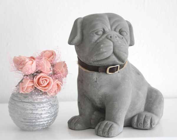 Deko Figur Tierfigur Hund Bulldogge Zement Handarbeit