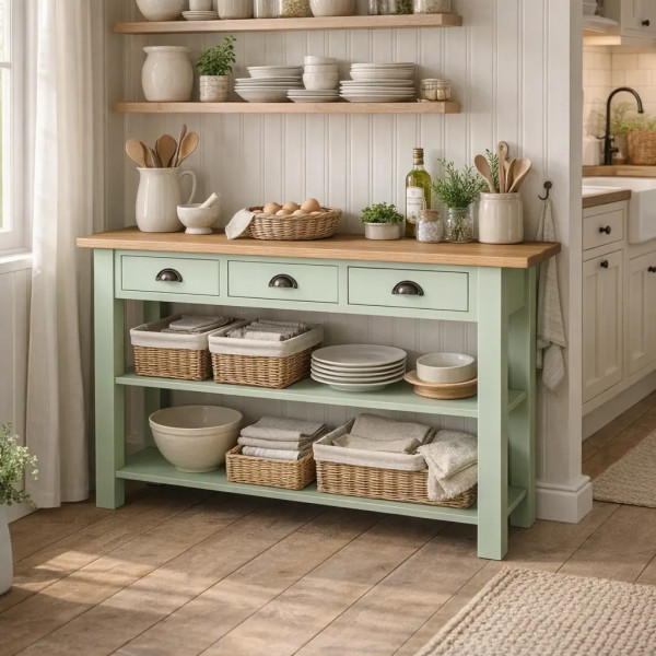 Konsoltisch Pastellgruen Landhauskueche
