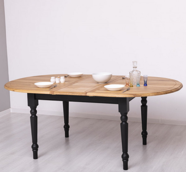 Esstisch Tisch PS524-210, ausziehbar, 100% Massivholz, mit gedrechselten Beinen