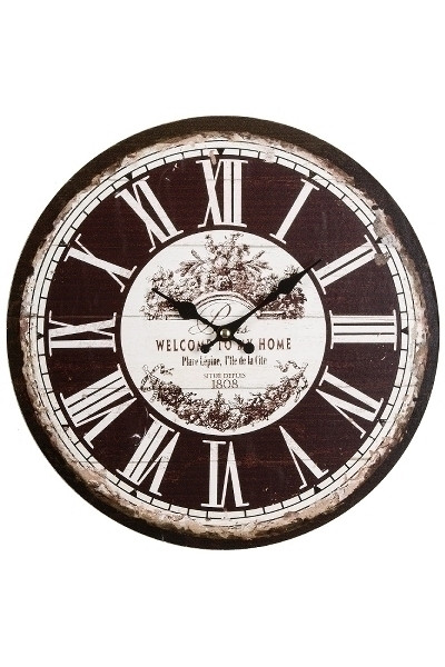 Wanduhr Uhr WELCOME TO MY HOME Paris nostalgisch Shabby Vintage