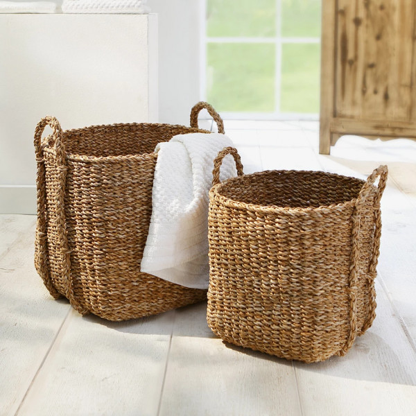 Universalkorb aus Seegras geflochten 2er Set scandi hygge Landhaus Ethno