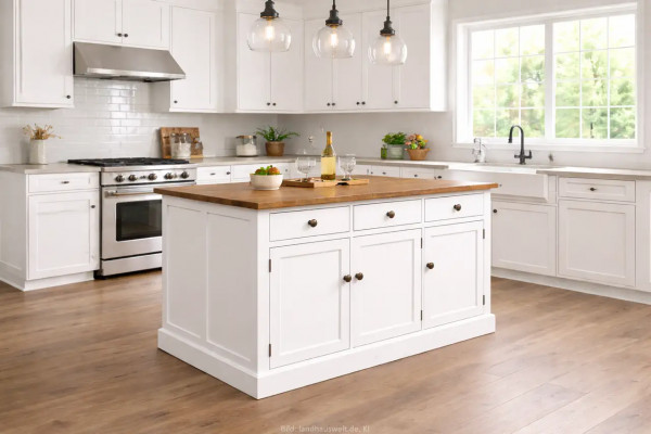 Kücheninsel mit Sitzgelegenheit 110cm Höhe PS705 Landhaus Massivholz