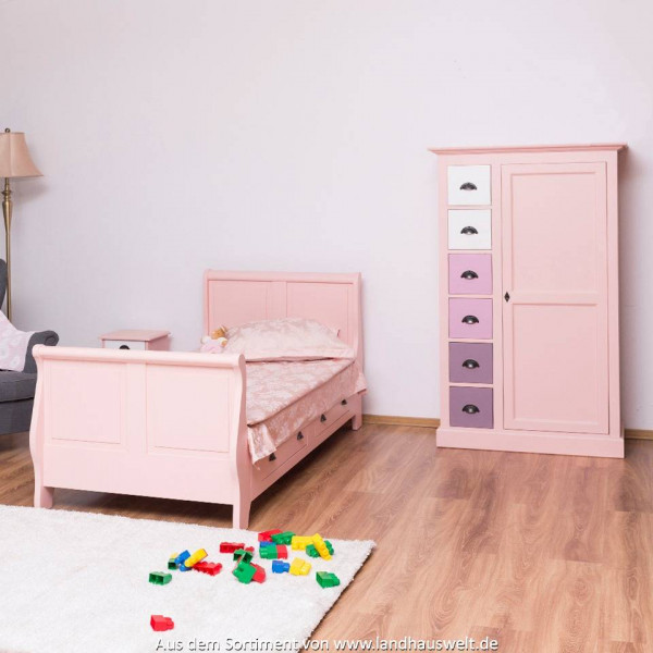 Prinzessinnen-Bett, Bett mit 2 Schubkästen PS61-2D Massivholz 140x200cm