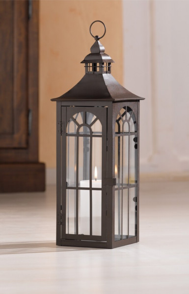 Laterne im klassischen Design, 45 cm, Metall und Glas