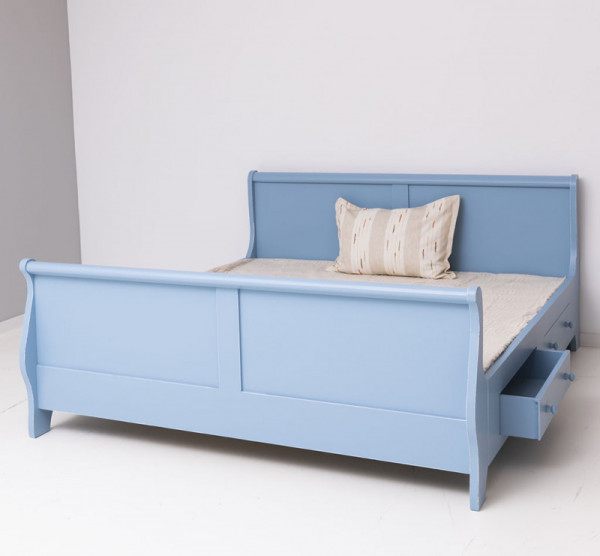 Prinzessinnen-Bett, Bett mit 2 Schubkästen PS61-2D Massivholz 140x200cm