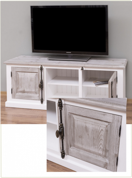 TV-Kommode Lowboard PS610 mit rustikalen Stangenbeschlägen