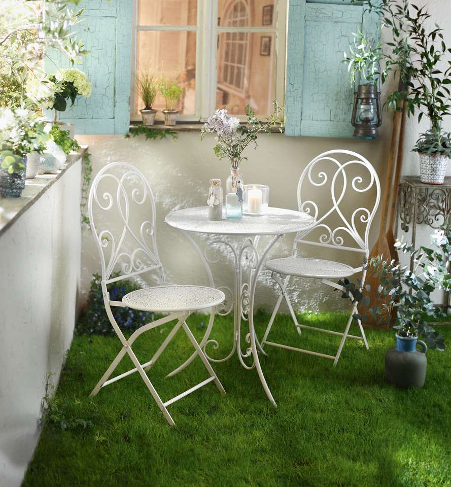 Gartenset Metall Cremeweiß