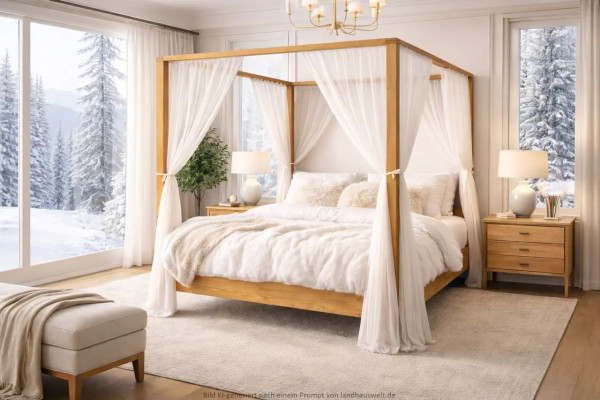 Himmelbett Baldachinbett Bett PS789 Massivholz Landhaus