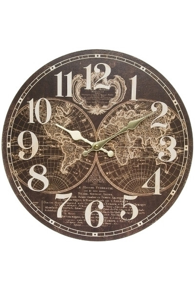 Wanduhr antike Weltkarte dunkel