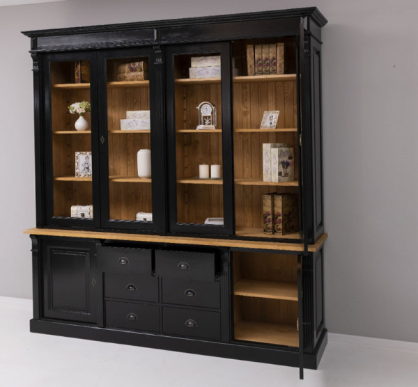 Bücherschrank Vitrinenschrank PS72Sup+PS295Bas 2-teilig B223xH228 cm Landhaus Gründerzeit-Stil