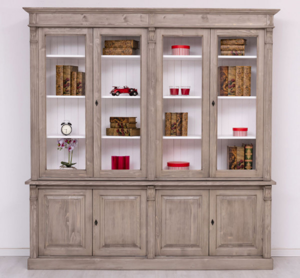 Bücherschrank Vitrinenschrank CLASSIC PS72Sup/PS72Bas 2-teilig Landhaus Gründerzeit