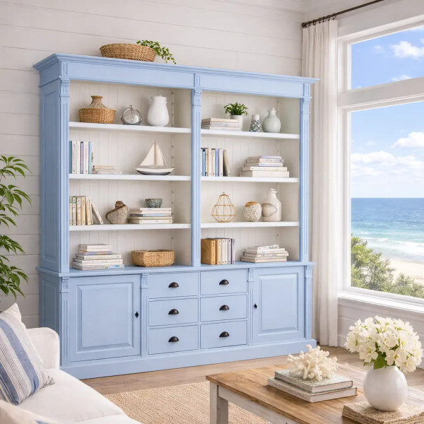 Bücherschrank Schrankwand PS294Sup+295Bas Gründerzeit-Stil Landhaus 2-teilig