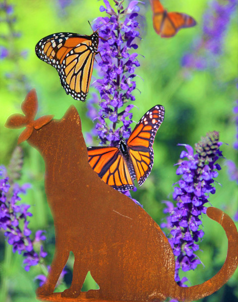 Deko Figur Katze mit Schmetterling