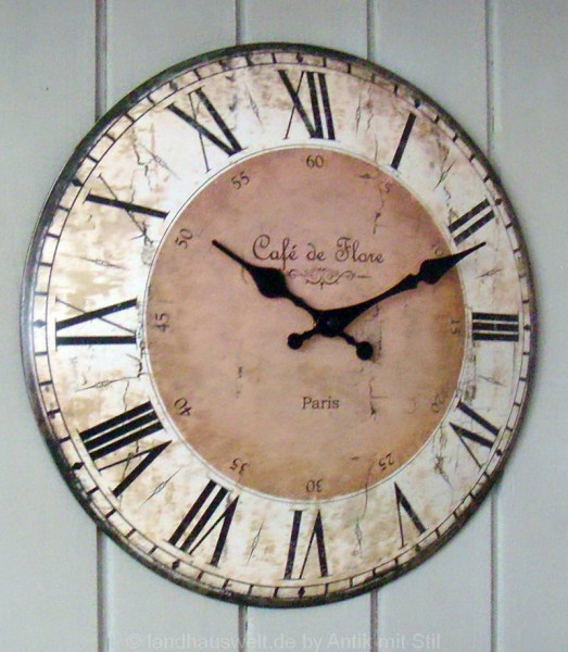 Wanduhr Uhr Druckmotiv Café de Flore nostalgisch Shabby Vintage Paris 34 cm