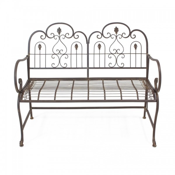 Gartenbank Sitzbank 2-Sitzer Provence Metall braun nostalgisch