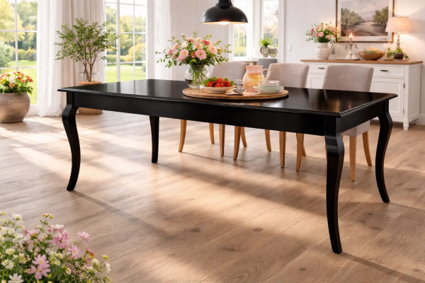 Esstisch Tisch PS383-180, 100% Massivholz, mit geschwungenen Beinen