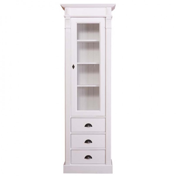 Bücherschrank Vitrinenschrank Landhaus CLASSIC AS425, einfarbig Reinweiß P004