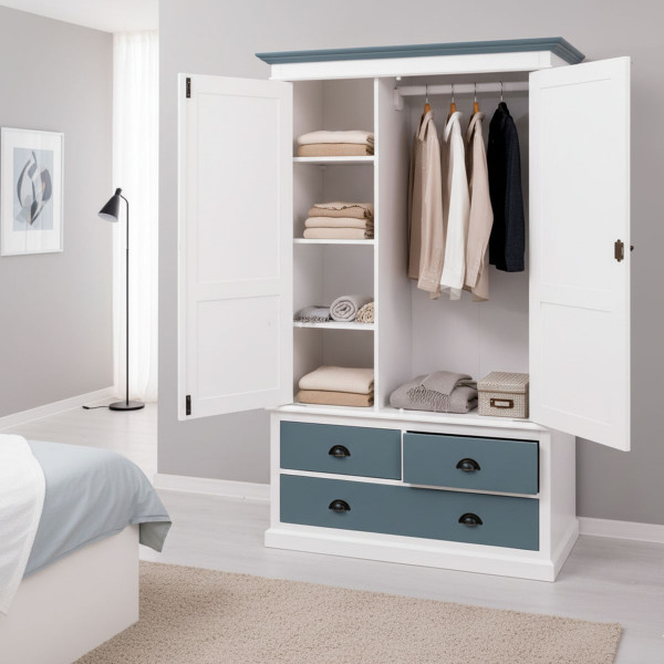 Kleiderschrank 2-türig PS127 Landhaus Massivholz